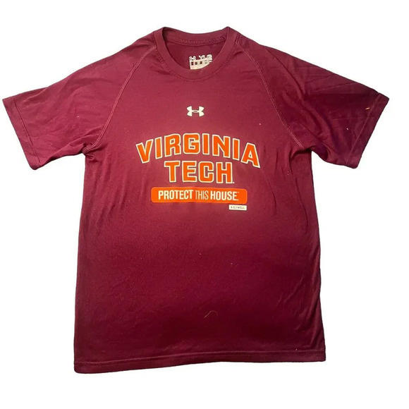 Under Armour Virginia Tech Hokies Youth Large Heat Gear Short Sleeve T-Shirt - Picture 1 of 3